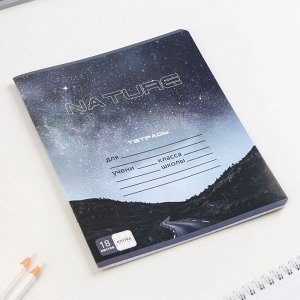 Тетрадь в клетку, 18 листов, А5, на скрепке, блок №1, Grey, МИКС