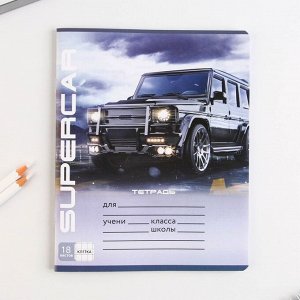 Тетрадь в клетку, 18 листов, А5, на скрепке, блок №1, Grey, МИКС