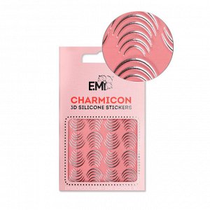Наклейки для ногтей Charmicon 3D Silicone Stickers №116 Лунулы серебро E.mi