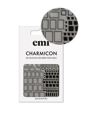 Наклейки для ногтей Charmicon 3D Silicone Stickers №160 Квадраты черные E.mi