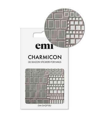 Наклейки для ногтей Charmicon 3D Silicone Stickers №161 Квадраты белые E.mi