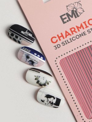 Наклейки для ногтей Charmicon 3D Silicone Stickers №118 Линии серебро E.mi