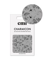 Наклейки для ногтей Charmicon 3D Silicone Stickers №176 Цветы черные E.mi