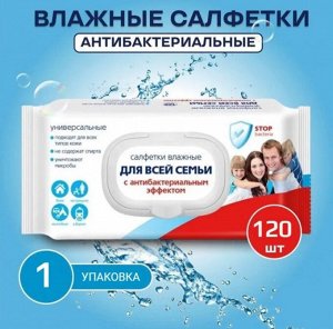 Салфетки влажные универсальные для всей семьи 120шт клапан
