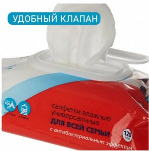 Салфетки влажные универсальные для всей семьи 120шт клапан
