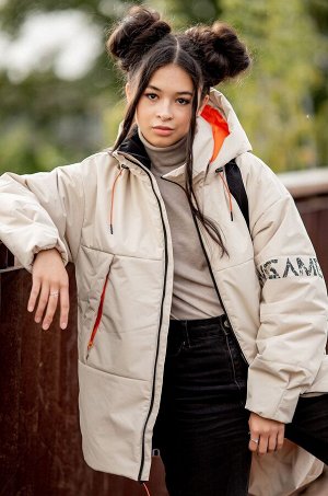 Демисезонная удлиненная куртка для девочки с сумкой-шоппером
