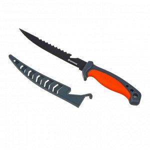 ЕРМАК Нож разделочный филейный, с чехлом, 27,3см, нерж.сталь, пластик, ПВХ