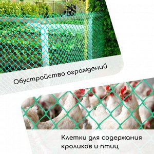 Сетка садовая, 1x5 м, ячейка ромб 13x13 мм, для птичников, пластиковая, зелёная, Greengo, в рулоне