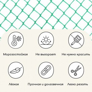 Сетка садовая, 1x10 м, ячейка ромб 13x13 мм, для птичников, пластиковая, зелёная, Greengo, в рулоне
