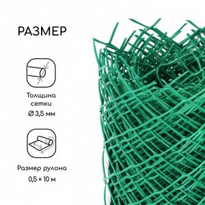 Сетка садовая 0.5x10 м, ячейка ромб 40x40 мм, пластиковая, зелёная, Greengo, в рулоне