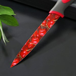 Нож кухонный с антиналипающим покрытием Доляна «Вишенки», лезвие 12 см