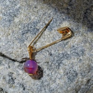 Булавка-талисман с бусиной "Агат" знания, 3см, цвет фиолетовый в золоте