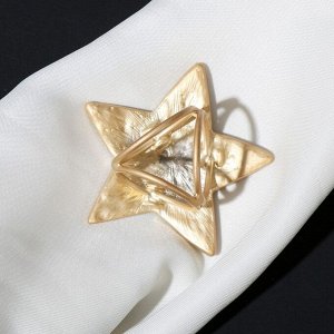 Кольцо для платка "Звезда", цвет белый в матовом золоте