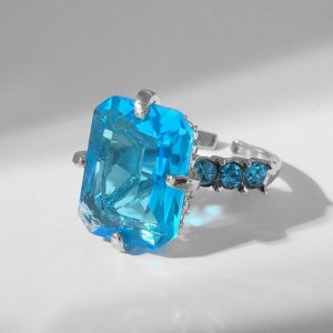 Кольцо "Драгоценность" дама, цвет голубой в серебре, безразмерное