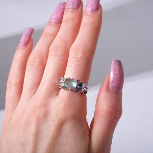 Кольцо под натуральный камень "Закат", цвет фиолетовый в серебре, безразмерное