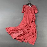 Платье на запах коралово-красный