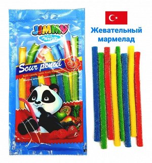 Panda Кислый мармелад со вкусом фруктов Jimmy Sour Pencil Джимми кислые трубочки со вкусом фруктов 75 гр