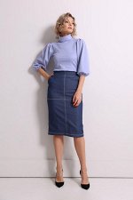 Юбка из джинсы с отстрочкой, цвет синий