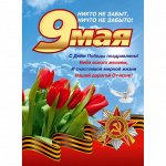 Плакат А2, 9 мая С Днём Великой Победы, 1 шт.