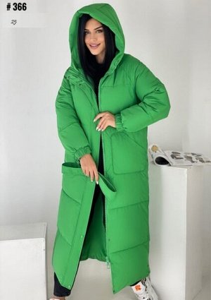 Болоневое пальто с капюшоном 366 зеленое DIM