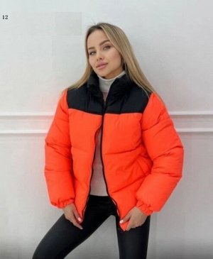 Куртка двухцветная с черной вставкой оранжевая ZI