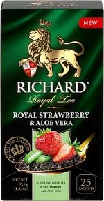 Чай Richard Royal Strawberry &amp; Aloe Vera  зеленый сашет 25пак