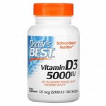 Doctor&#039;s Best, витамин D3, 125 мкг (5000 МЕ), 360 мягких таблеток