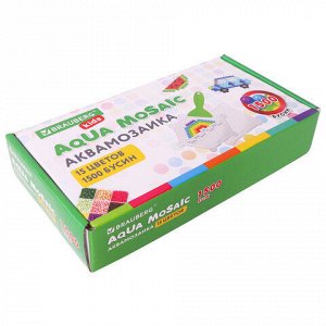 Аквамозаика 15 цветов, 1500 бусин, с трафаретами и инструментами, BRAUBERG KIDS, 664913