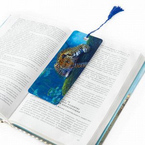 Закладка для книг с линейкой 3D-ОБЪЕМНАЯ BRAUBERG, "Леопард", с декоративным шнурком, 125766