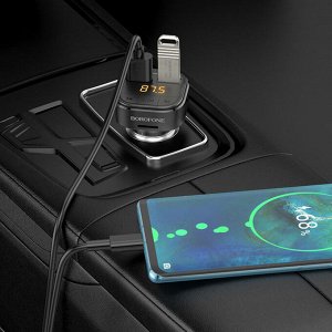 Автомобильное зарядное устройство + FM трансмиттер Borofone In-Car Audio Wireless FM QC3.0, 18W