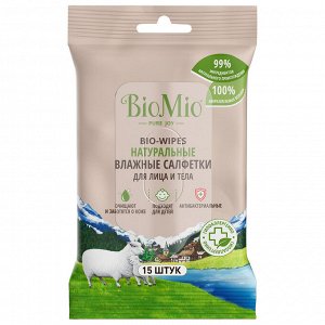 Влажные салфетки BioMio Bio-Wipes 15 шт.