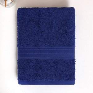 Полотенце махровое с бордюром DARK BLUE, 50x90 см, хлопок 100%, синее
