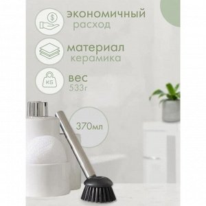 Дозатор для моющего средства Доляна «Милитари», 370 мл, с губкой и щёткой, белый