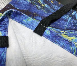 Пляжная холщовая сумка, принт "Ван Гог", цвет голубой