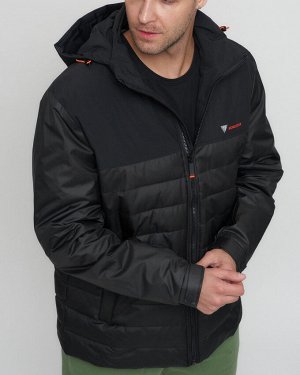 Куртка спортивная мужская с капюшоном черного цвета 3368Ch