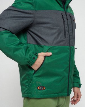Куртка спортивная мужская с капюшоном зеленого цвета 8808Z