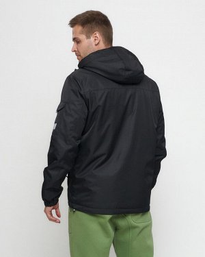 Куртка спортивная мужская с капюшоном черного цвета 8816Ch