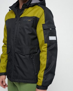 Куртка спортивная мужская с капюшоном черного цвета 8816Ch