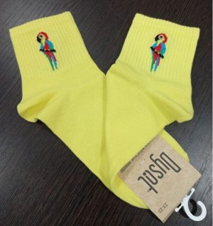 Носки женские цветные птицы цвет Желтый (попугай)