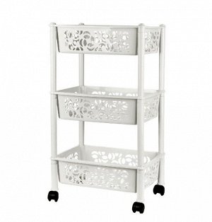 Этажерка, 3 корзины, на колесах, пластик, белое облако, 690 х 370 х 290 мм, KEEPLEX Light
