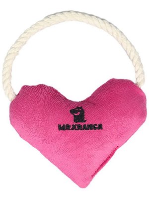 Игрушка Mr.Kranch для собак мелких и средних пород Сердечко с канатом и пищалкой 15х12х4см, розовое
