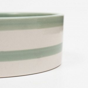 Миска керамическая "След", 300 мл, 12,5 x 4,5 cм, серо-зелёная в белую полоску