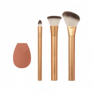 Набор кистей и спонж для макияжа EcoTools Precious Metals Face Blend + Sculpt Set