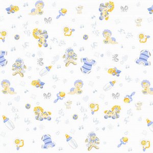 Пеленка для новорожденных  фланель набивная пупсик/голубой (размер 110*75)