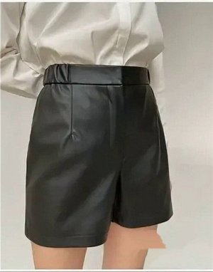 Шорты женские эко-кожа/Кожаные женские шорты на резинке