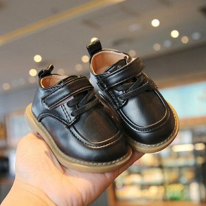 Туфли детские из эко-кожи на шнурках, черные
