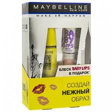 Под.набор Тушь В.Э.Колоссальный Объем 100%Черный + Baby Lips Gloss 25, Персиковое дерево в подарок