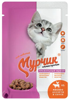 Мурчик д/к пауч с мясное ассорти в соусе 75гр