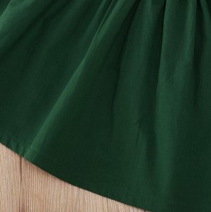 Детское платье с длинным рукавом, с воротничком, цвет зеленый