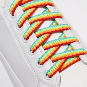 Шнурки для обуви, пара, плоские, 8 мм, 120 см, цвет «радужный»